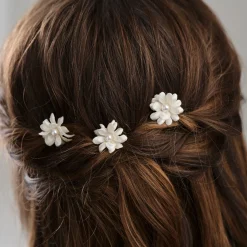 Arianna Flower Girl Gifts | Bridesmaid Gifts*Set of 3 Double Flower Hair Pins ARP604