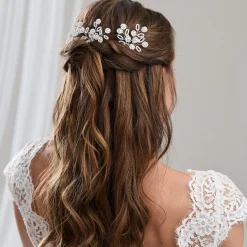 Arianna Pearl Hair Accessories | Silver Hair Accessories*Set of 3 Floral Beaded and Pearl Hair Pins ARP754