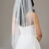 Twilight Designs Single Tier Veils | Fingertip Veils*Arlington Single Tier Bead and Sequin Edge Bridal Veil