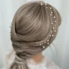 Lace & Favour Pearl Hair Accessories | Gold Hair Accessories*Aruba Long Delicate Pearl Wedding Hair Vine (Gold) Ivory/ Gold