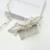 Beads & Beyond Vintage Headpieces | Crystal Hair Accessories*Astoria Vintage Inspired Beaded Leaves Hair Comb Ivory/ Silver