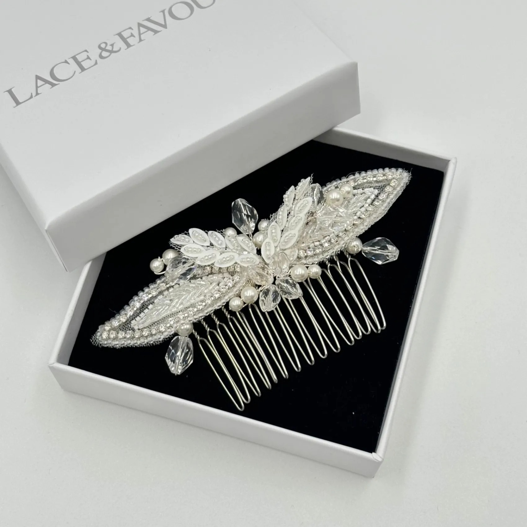 Beads & Beyond Vintage Headpieces | Crystal Hair Accessories*Astoria Vintage Inspired Beaded Leaves Hair Comb Ivory/ Silver
