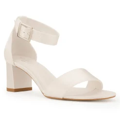 Avalia Shoes Bridesmaid Shoes | Wedding Shoes*Avalia Carrie Satin Wide Ankle Strap Block Heel Sandals Ivory