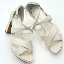 Avalia Shoes Gold Prom Shoes | Prom Sandals*Avalia Dilmar Champagne Shimmer Strappy Block Heel Platform Sandals Champagne Gold