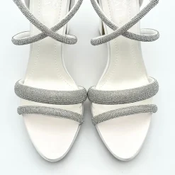 Avalia Shoes Sparkly Prom Shoes | White Prom Shoes*Avalia Flavia Satin Strappy Diamante Platform Sandals Ivory