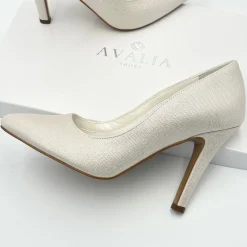 Avalia Shoes Sparkly Prom Shoes | Gold Prom Shoes*Avalia Goldy Champagne Shimmer High Heel Court Shoes Champagne Gold