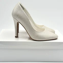 Avalia Shoes Sparkly Prom Shoes | Gold Prom Shoes*Avalia Goldy Champagne Shimmer High Heel Court Shoes Champagne Gold