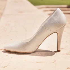 Avalia Shoes Sparkly Prom Shoes | Gold Prom Shoes*Avalia Goldy Champagne Shimmer High Heel Court Shoes Champagne Gold