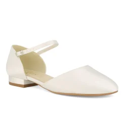 Avalia Shoes Wedding Shoes | Flat Wedding Shoes*Avalia Sissi Satin Flat Wedding Shoes with Ankle Strap Ivory