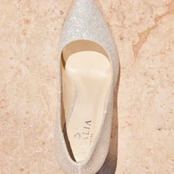Avalia Shoes Sparkly Prom Shoes | Gold Prom Shoes*Avalia Tabatha Glitter Sparkly High Heel Court Shoes Gold