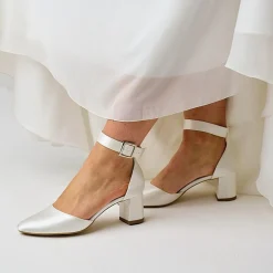 Avalia Shoes Wedding Shoes | Mid Heel*Avalia Vera Satin Wide Ankle Strap Block Heel Shoes Ivory