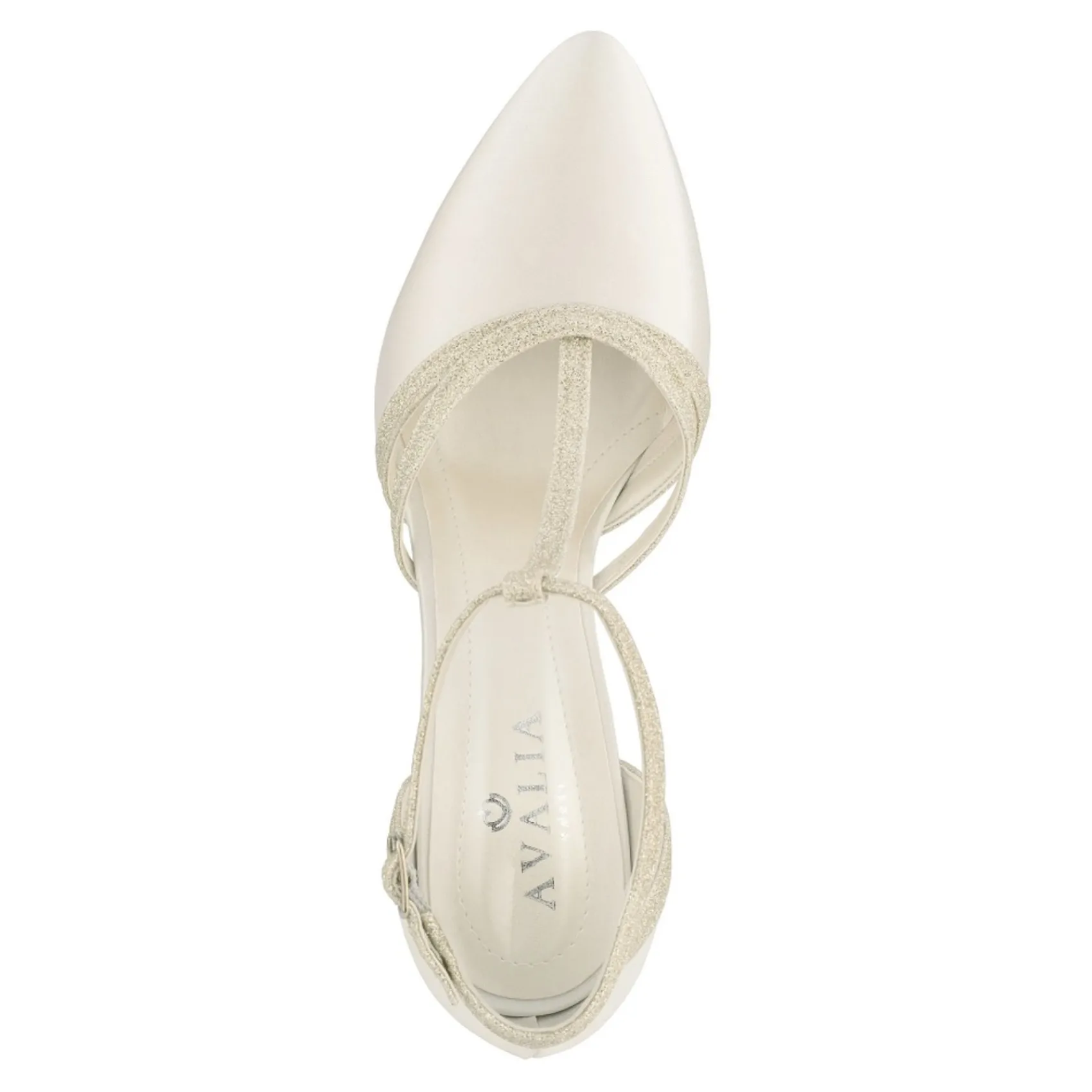 Avalia Shoes Wedding Shoes | High Heel*Avalia Wilma Ivory Satin and Silver Glitter T-Bar Shoes Ivory/ Silver