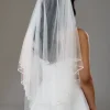 Twilight Designs Two Tier Veils | Fingertip Veils*Avondale Two Tier Bridal Veil with Pearl, Bead and Crystal Edge