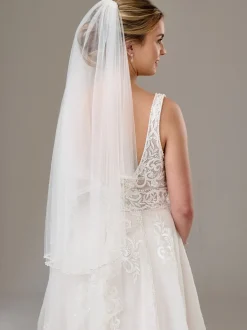 Twilight Designs Two Tier Veils | Fingertip Veils*Avondale Two Tier Bridal Veil with Pearl, Bead and Crystal Edge