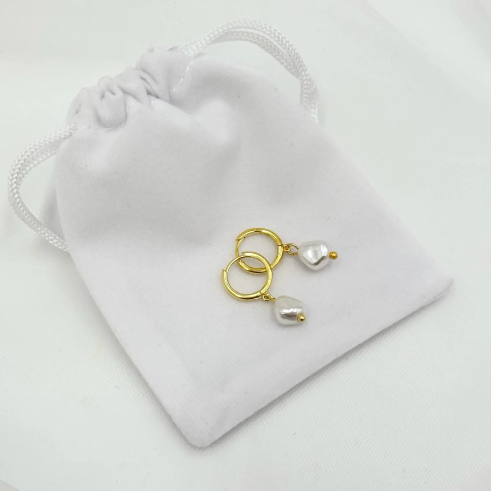 Lace & Favour Bridesmaid Gifts | Bride Gifts*Bali Gold Freshwater Pearl Huggie Hoop Earrings Ivory/ Gold
