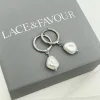Lace & Favour Bridesmaid Gifts | Bride Gifts*Bali Silver Freshwater Pearl Huggie Hoop Earrings Ivory/ Silver