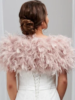 Beverly Hills Feather Stoles & Shrugs | Wedding Capes & Wraps*Bardot Ostrich Feather Bridal Stole Blush Pink