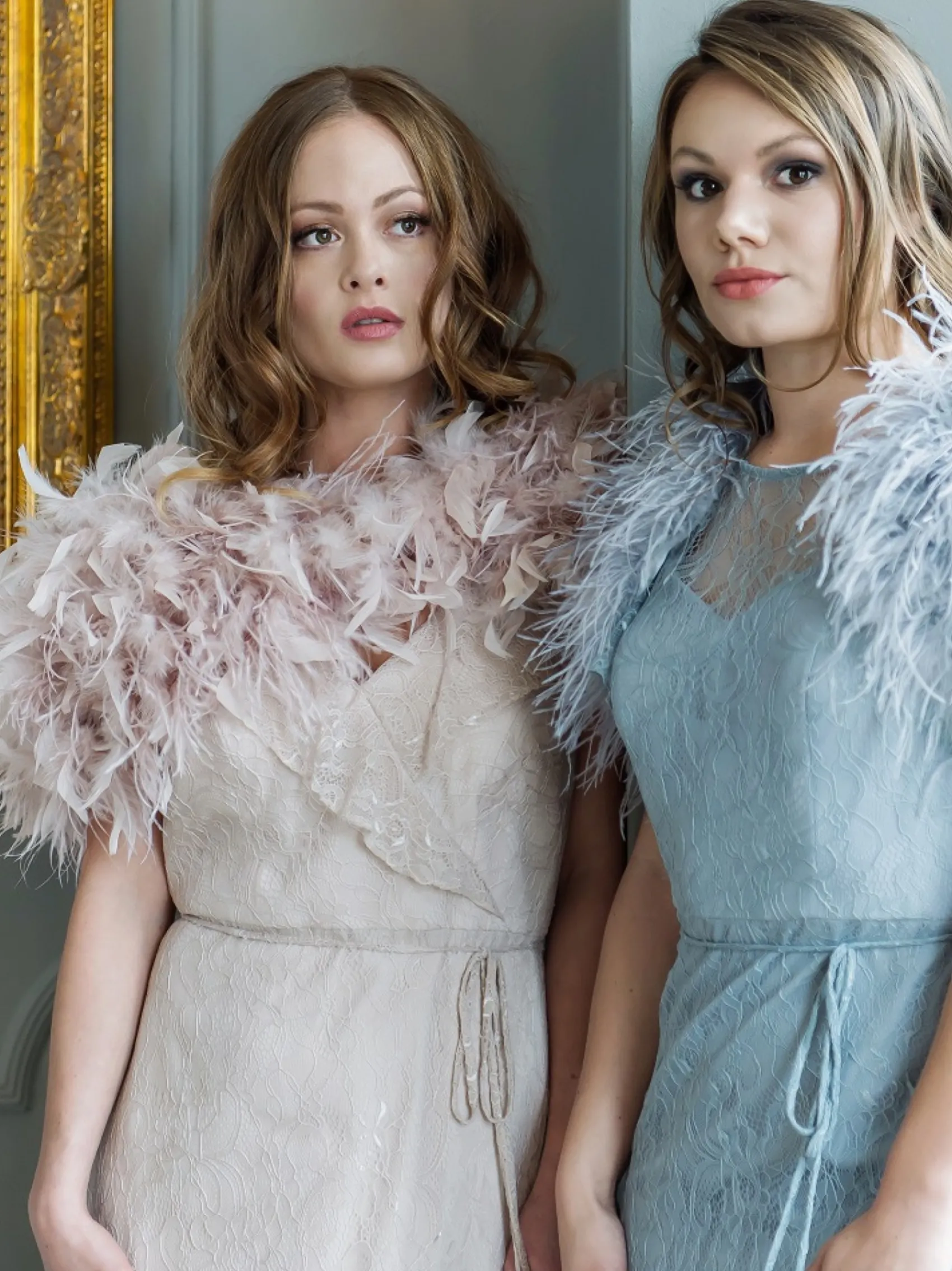 Beverly Hills Feather Stoles & Shrugs | Wedding Capes & Wraps*Bardot Ostrich Feather Bridal Stole Blush Pink