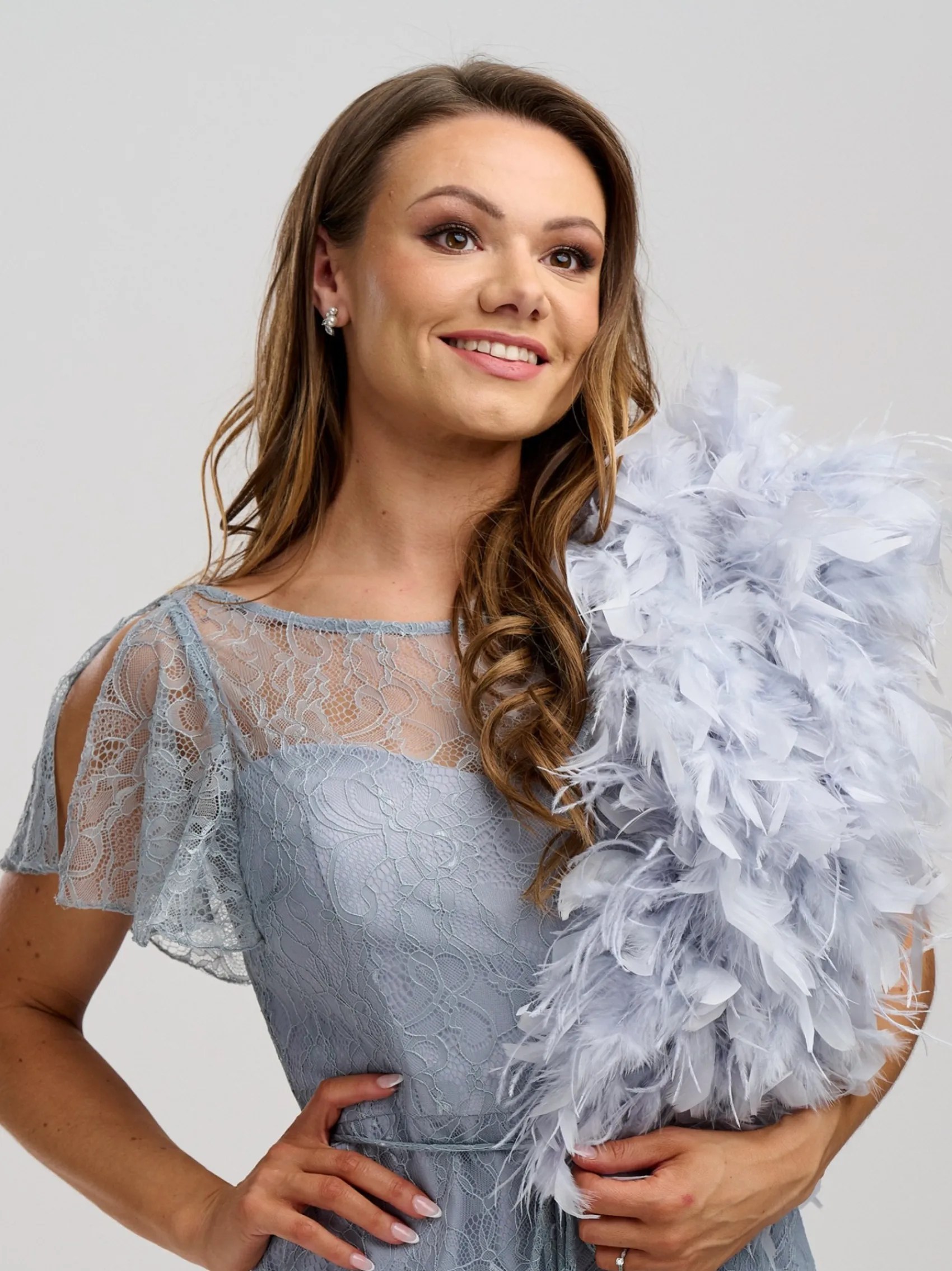 Beverly Hills Feather Stoles & Shrugs | Wedding Capes & Wraps*Bardot Ostrich Feather Bridal Stole Silver Grey