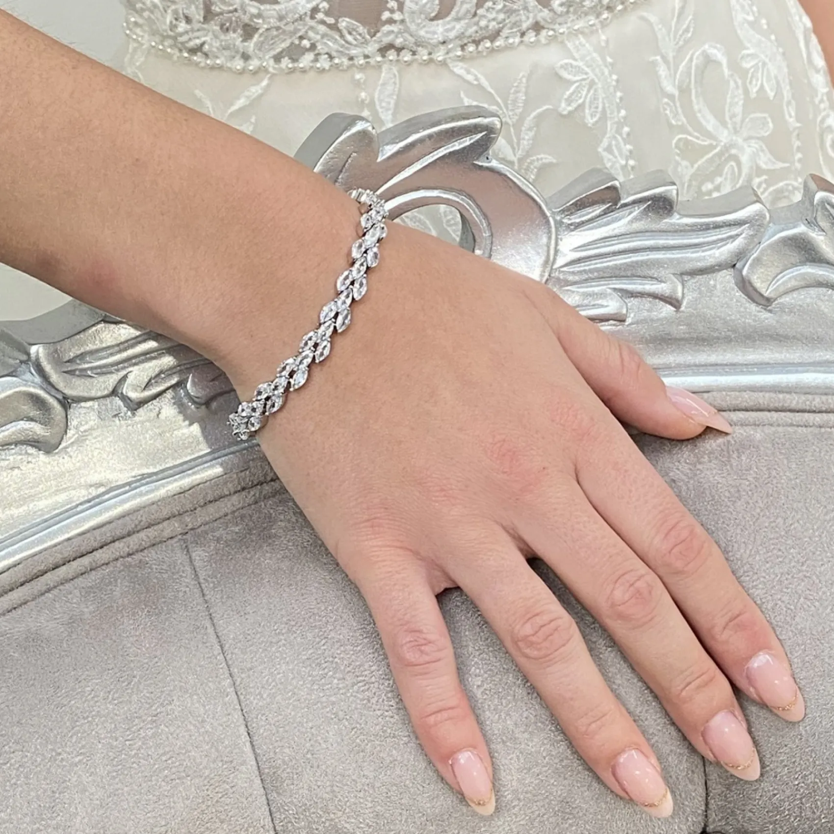 Lace & Favour Silver Prom Jewellery | Prom Bracelets*Beaumont Cubic Zirconia Wedding Bracelet | L&F