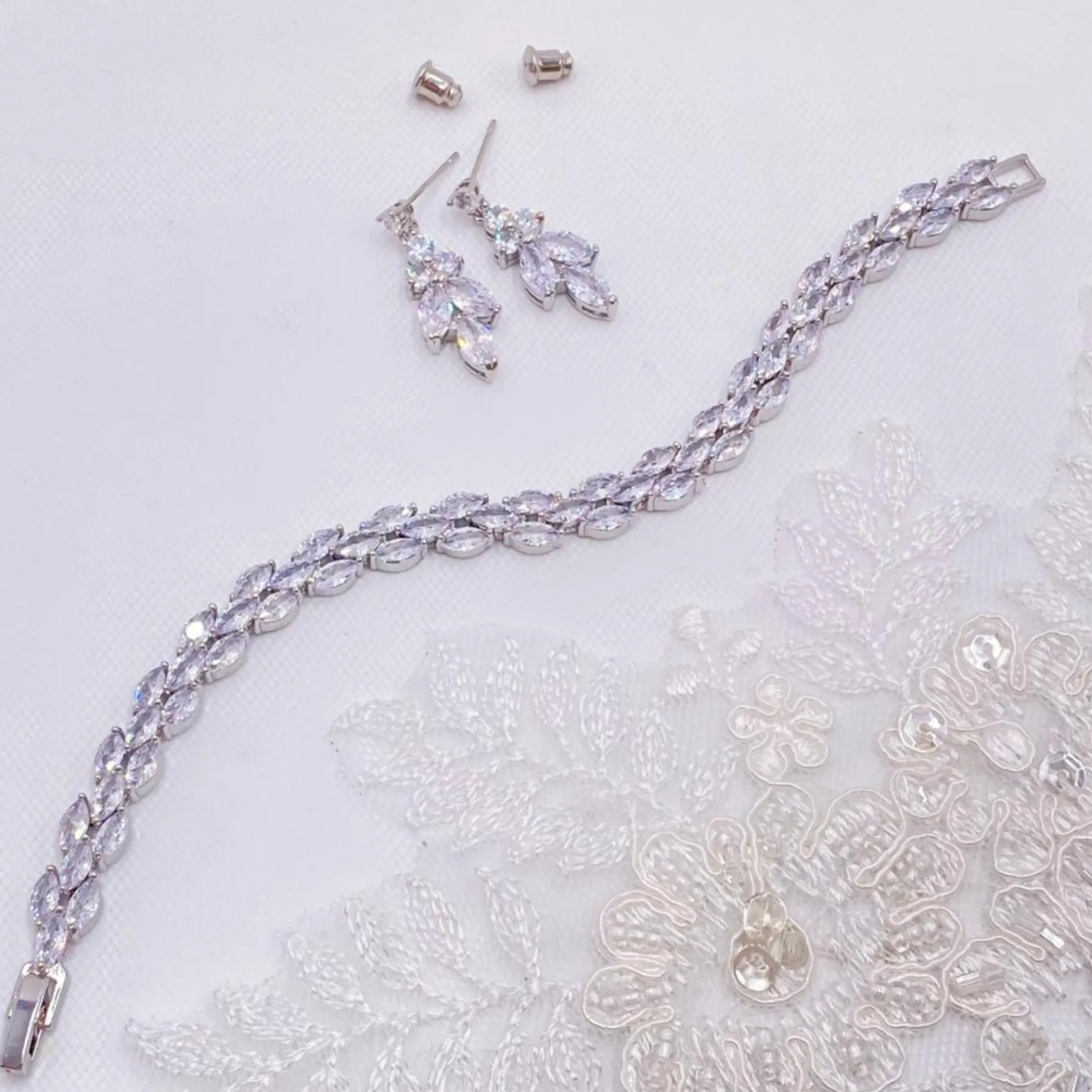 Lace & Favour Silver Prom Jewellery | Prom Bracelets*Beaumont Cubic Zirconia Wedding Bracelet | L&F