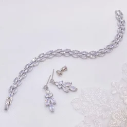 Lace & Favour Silver Prom Jewellery | Prom Bracelets*Beaumont Cubic Zirconia Wedding Bracelet | L&F