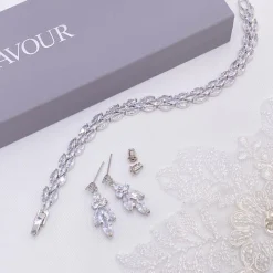 Lace & Favour Silver Prom Jewellery | Prom Bracelets*Beaumont Cubic Zirconia Wedding Bracelet | L&F