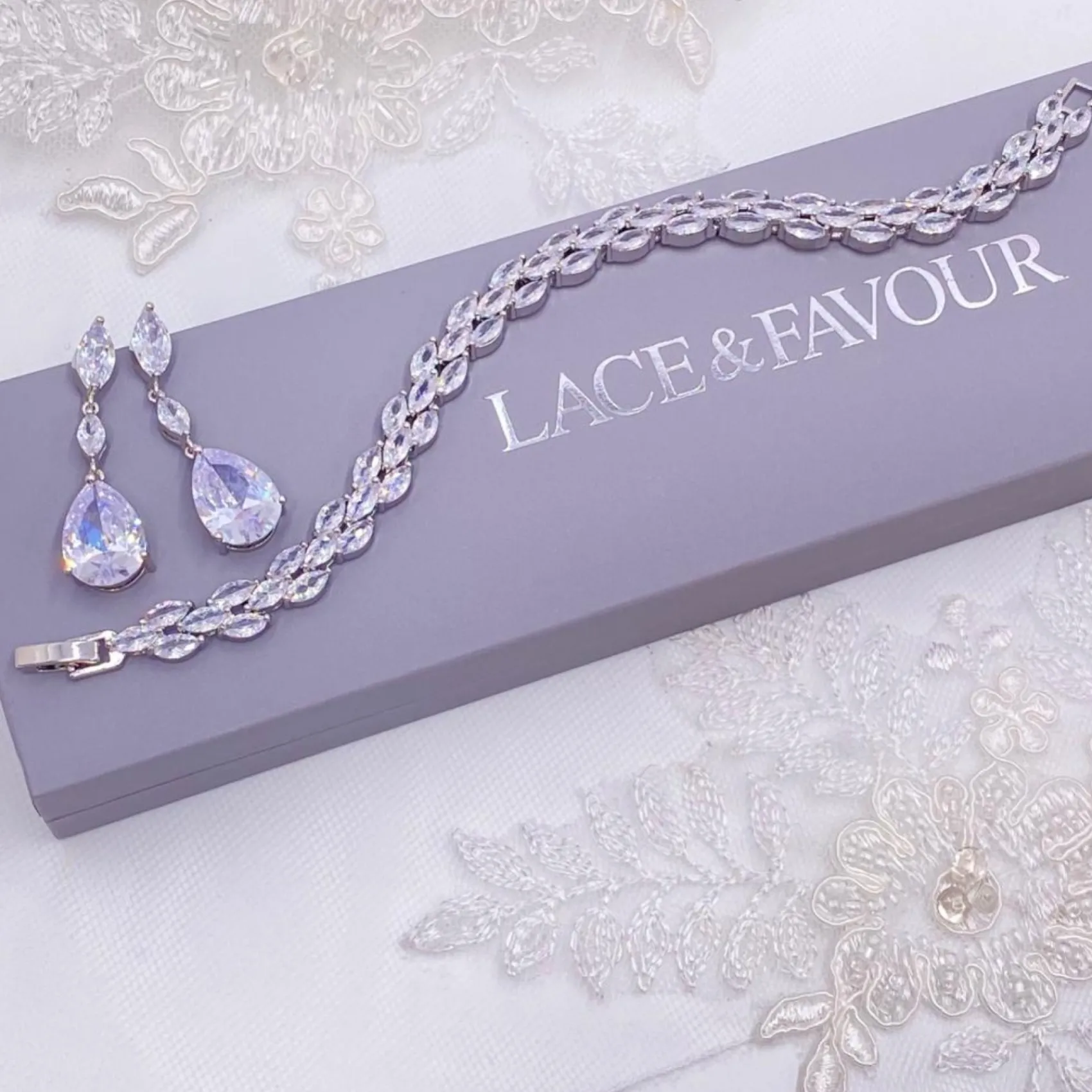 Lace & Favour Silver Prom Jewellery | Prom Bracelets*Beaumont Cubic Zirconia Wedding Bracelet | L&F