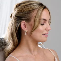 Lace & Favour Gold Prom Jewellery | Prom Earrings*Bejewelled Crystal Vintage Wedding Earrings Gold