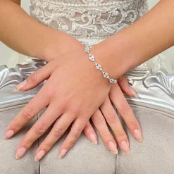 Lace & Favour Silver Prom Jewellery | Prom Bracelets*Berkeley Delicate Cubic Zirconia Wedding Bracelet (Silver)