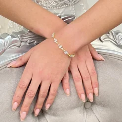 Lace & Favour Gold Prom Jewellery | Prom Bracelets*Berkley Delicate Cubic Zirconia Wedding Bracelet (Gold)