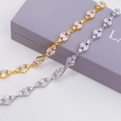 Lace & Favour Gold Prom Jewellery | Prom Bracelets*Berkley Delicate Cubic Zirconia Wedding Bracelet (Gold)