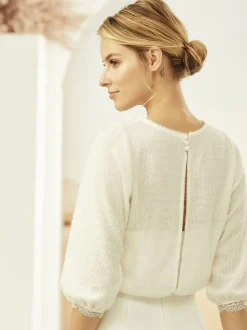 Bianco Evento Bridal Jumpers & Cardigans*Bianco Knitted Bridal Jumper with Lace Detail E334 Ivory