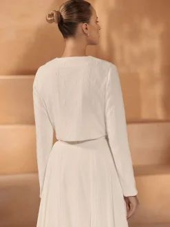 Bianco Evento Bridal Jumpers & Cardigans*Bianco Knitted Long Sleeve Bridal Cardigan E437 Ivory