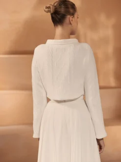 Bianco Evento Bridal Jumpers & Cardigans | Wedding Boleros And Jackets*Bianco Knitted Long Sleeve Bridal Jacket E431 Ivory