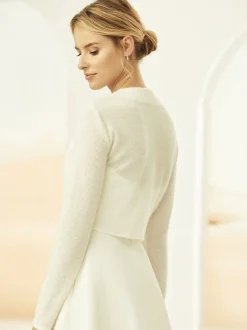 Bianco Evento Bridal Jumpers & Cardigans*Bianco Knitted Long Sleeve Bridal Cardigan E317 Ivory