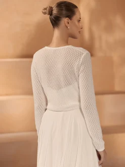 Bianco Evento Bridal Jumpers & Cardigans*Bianco Knitted Long Sleeve Tie Front Cardigan E433 Ivory