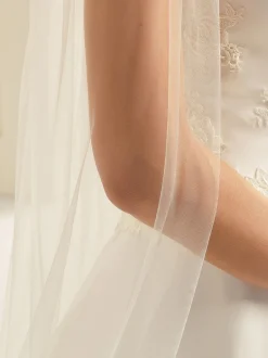 Bianco Evento Single Tier Veils | Floor Length Veils*Bianco Plain Single Tier Floor Length Veil with Cut Edge S227 Ivory