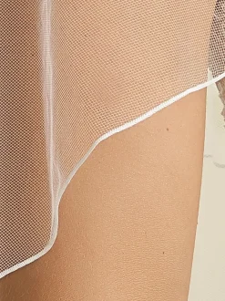 Bianco Evento Single Tier Veils | Chapel Length & Cathedral Veils*Bianco Plain Single Tier Cathedral Veil with Corded Edge S213 Ivory