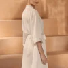 Bianco Evento Honeymoon Gifts | Bride Gifts*Bianco Satin 3/4 Length Sleeve Bridal Robe E439 Ivory