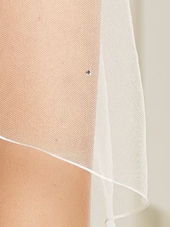 Bianco Evento Single Tier Veils | Fingertip Veils*Bianco Single Tier Swarovski Crystal Fingertip Veil with Corded Edge S320 Ivory