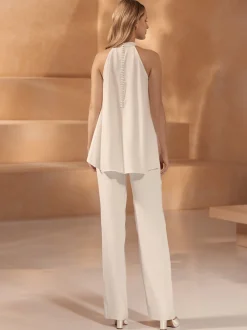 Bianco Evento Bridal Tops & Bodysuits*Bianco Stretch Crepe Halter Neck Bridal Top E418 Ivory