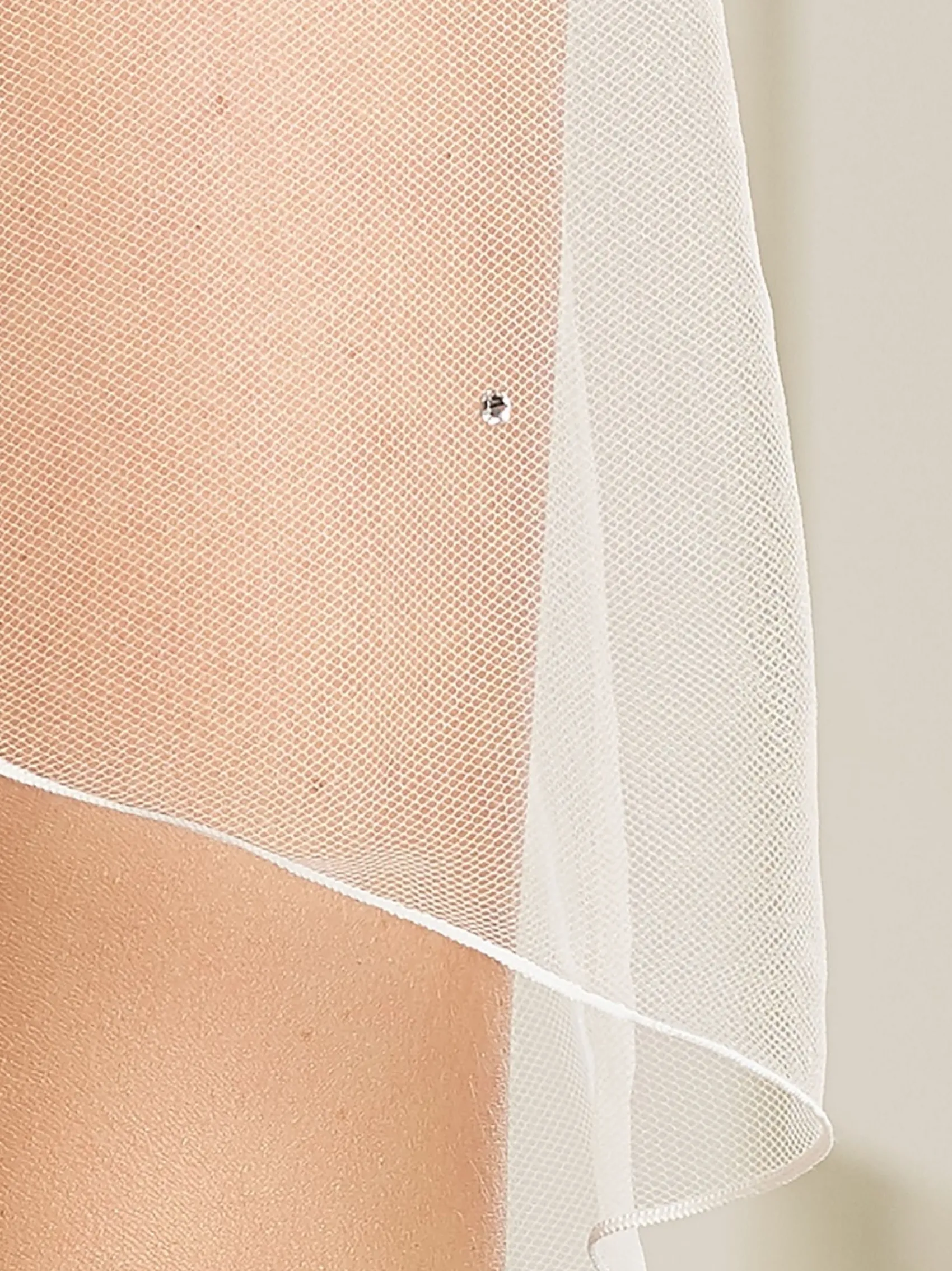 Bianco Evento Two Tier Veils | Chapel Length & Cathedral Veils*Bianco Two Tier Swarovski Crystal Chapel Veil with Corded Edge S221 Ivory