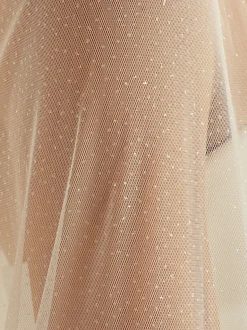Bianco Evento Single Tier Veils | Floor Length Veils*Bianco Single Tier Glitter Tulle Floor Length Veil S361 Ivory with silver glitter