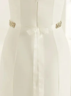 Bianco Evento Wedding Dress Belts*Bianco Sparkling Crystal Wedding Dress Belt Ivory/ Silver