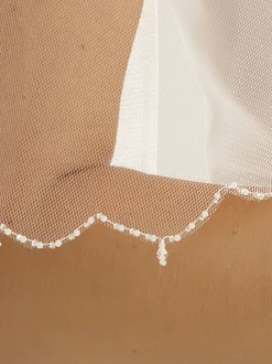 Bianco Evento Two Tier Veils | Elbow Length Veils*Bianco Two Tier Waist Length Veil with Glass Bead Edge S141 Ivory or White