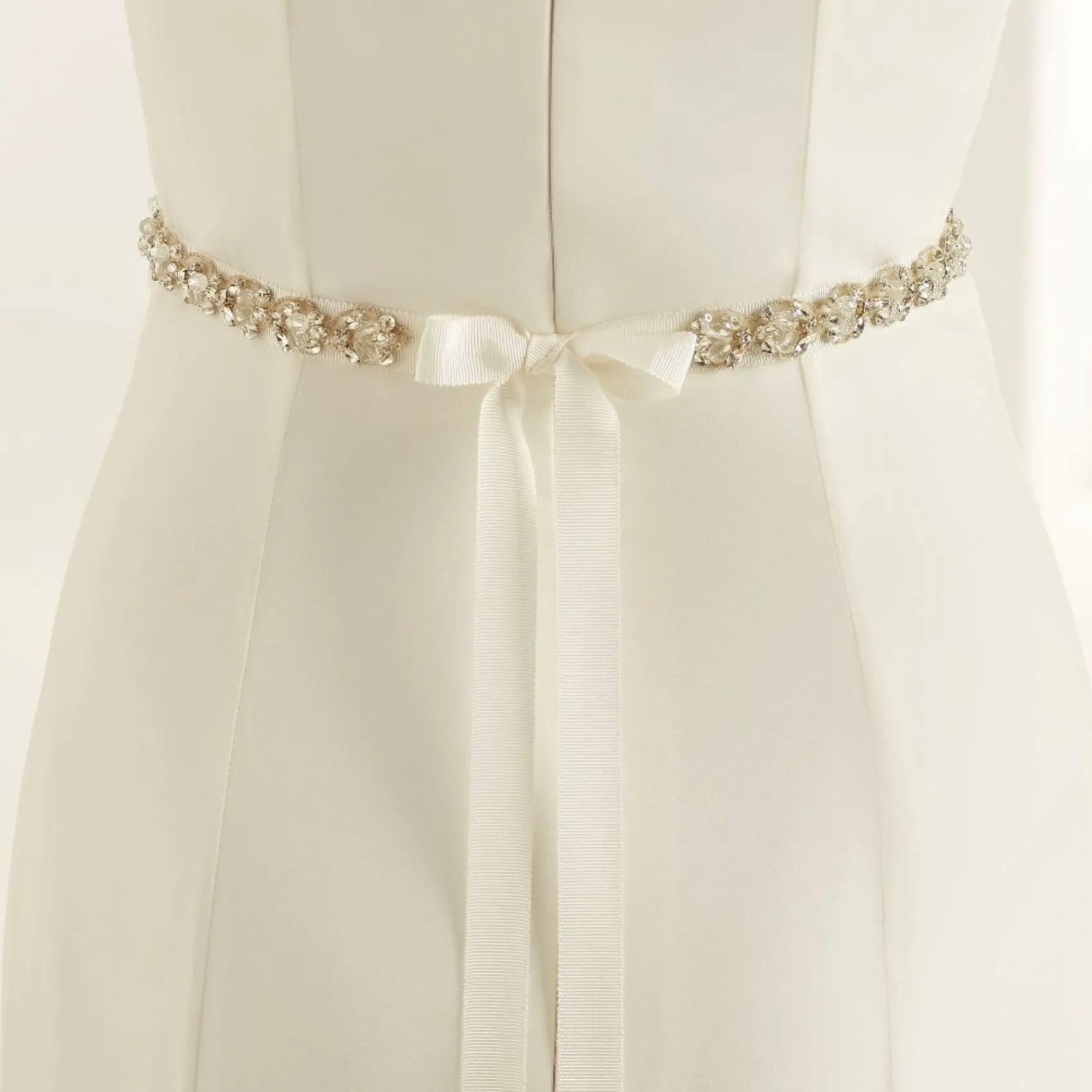 Bianco Evento Wedding Dress Belts*Bianco Vintage Inspired Crystal Embellished Wedding Belt Ivory/ Silver