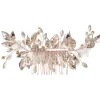 Lace & Favour Crystal Hair Accessories | Rose Gold Hair Accessories*Blaze Ceramic Flowers and Rose Gold Leaves Hair Comb Ivory/ Rose Gold