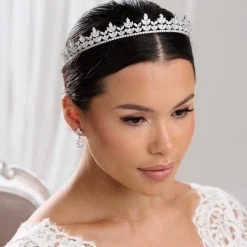 Lace & Favour Crystal Hair Accessories | Silver Hair Accessories*Blenheim Cubic Zirconia Crystal Bridal Crown Silver