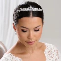 Lace & Favour Prom Headbands & Tiaras | Crystal Hair Accessories*Bridgerton Dainty CZ Crystal Wedding Tiara Silver